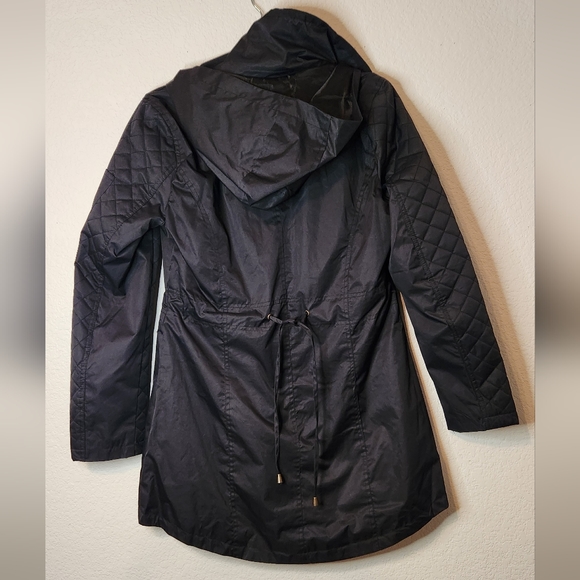 Yoki Quilted Sleeve Longer Length Black Rain Jacket, Size M - Picture 2 of 7